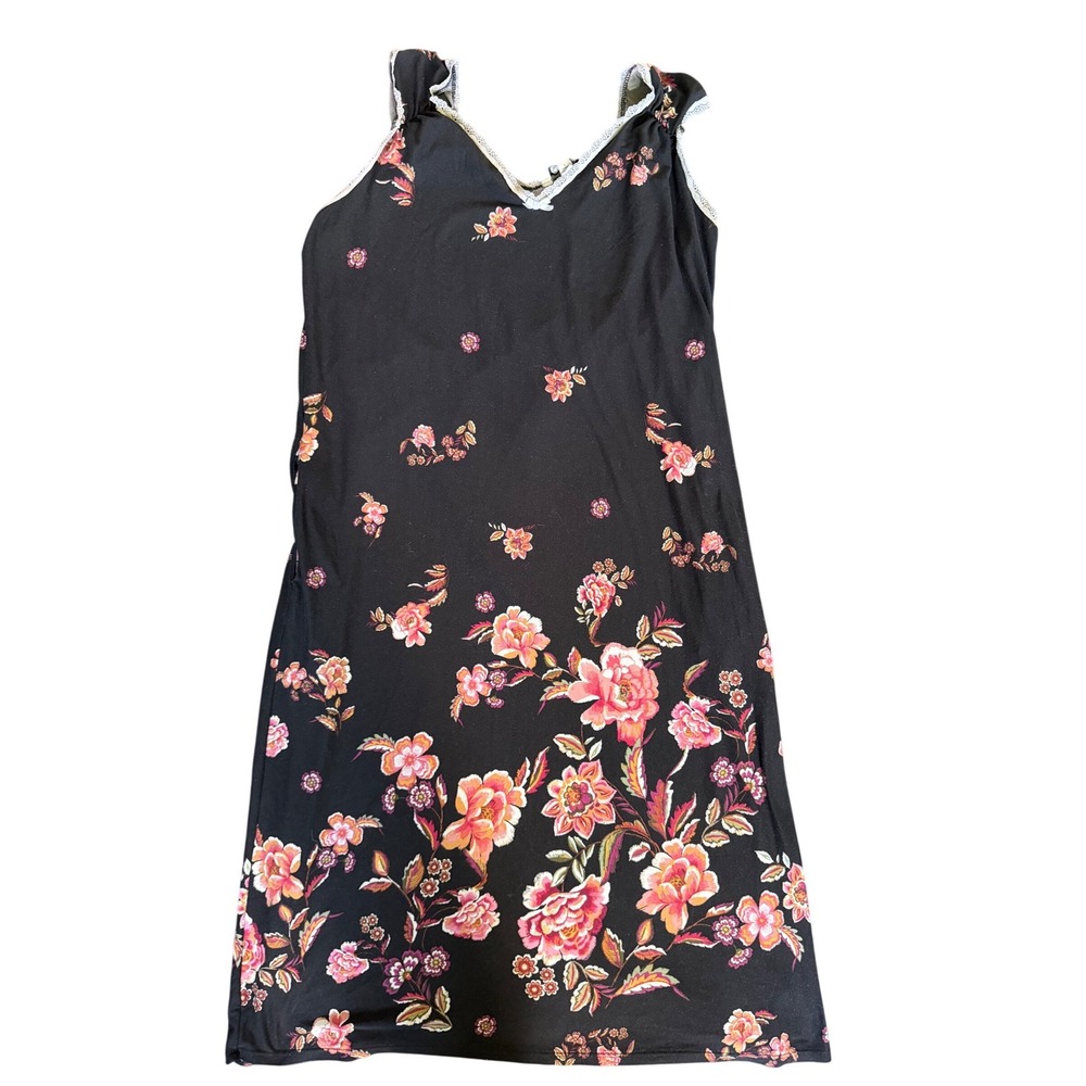 The Pioneer‎ Woman Black Floral Lace Trim Sleeveless Nightgown Dress Large